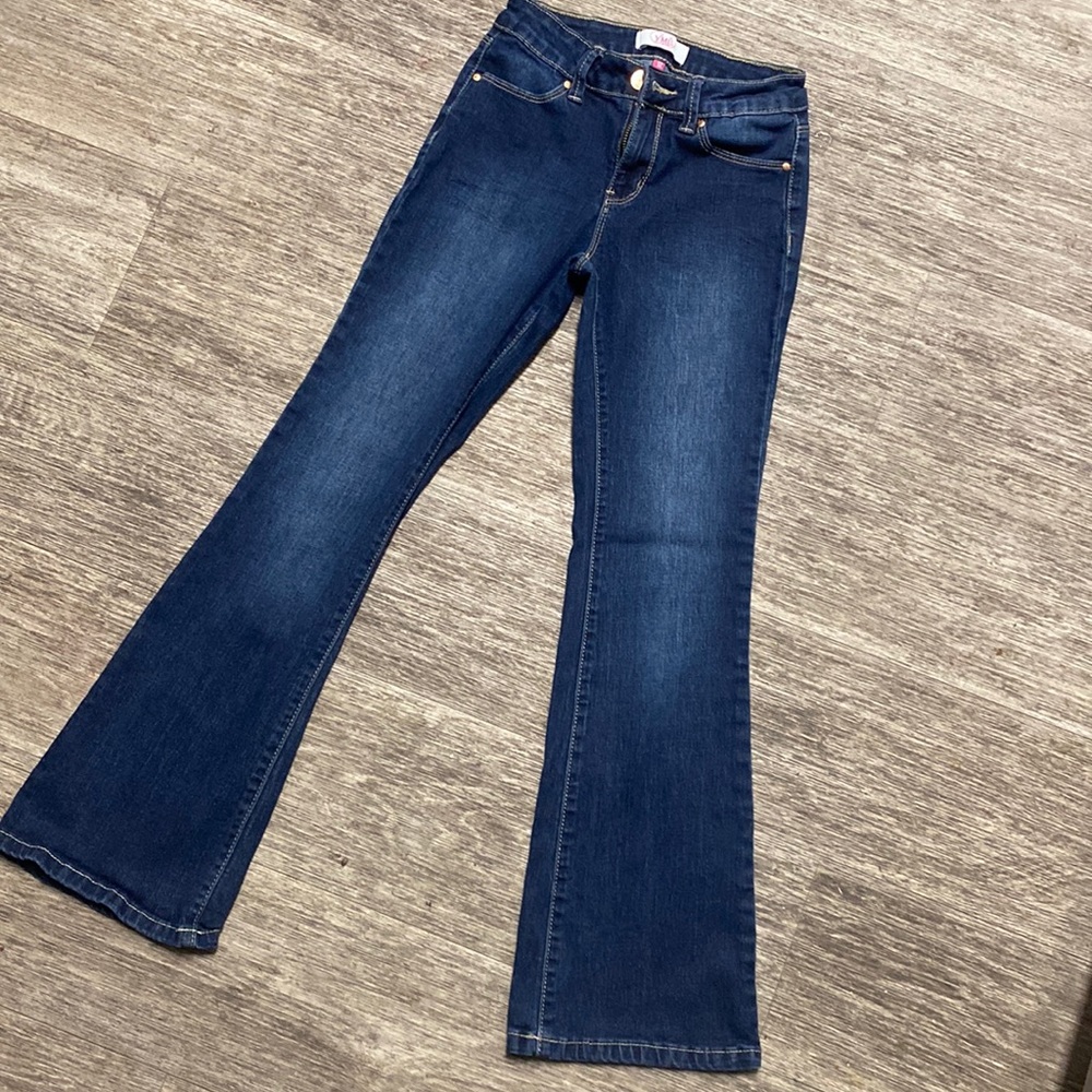 Ymi girls belt bottom blue jeans size 12